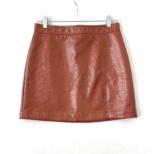 Aritzia Wilfred Tempest Patio Cinnamon Brown Vegan Leather Mini Skirt